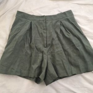 Moss Green Linen Shorts